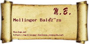 Mellinger Balázs névjegykártya